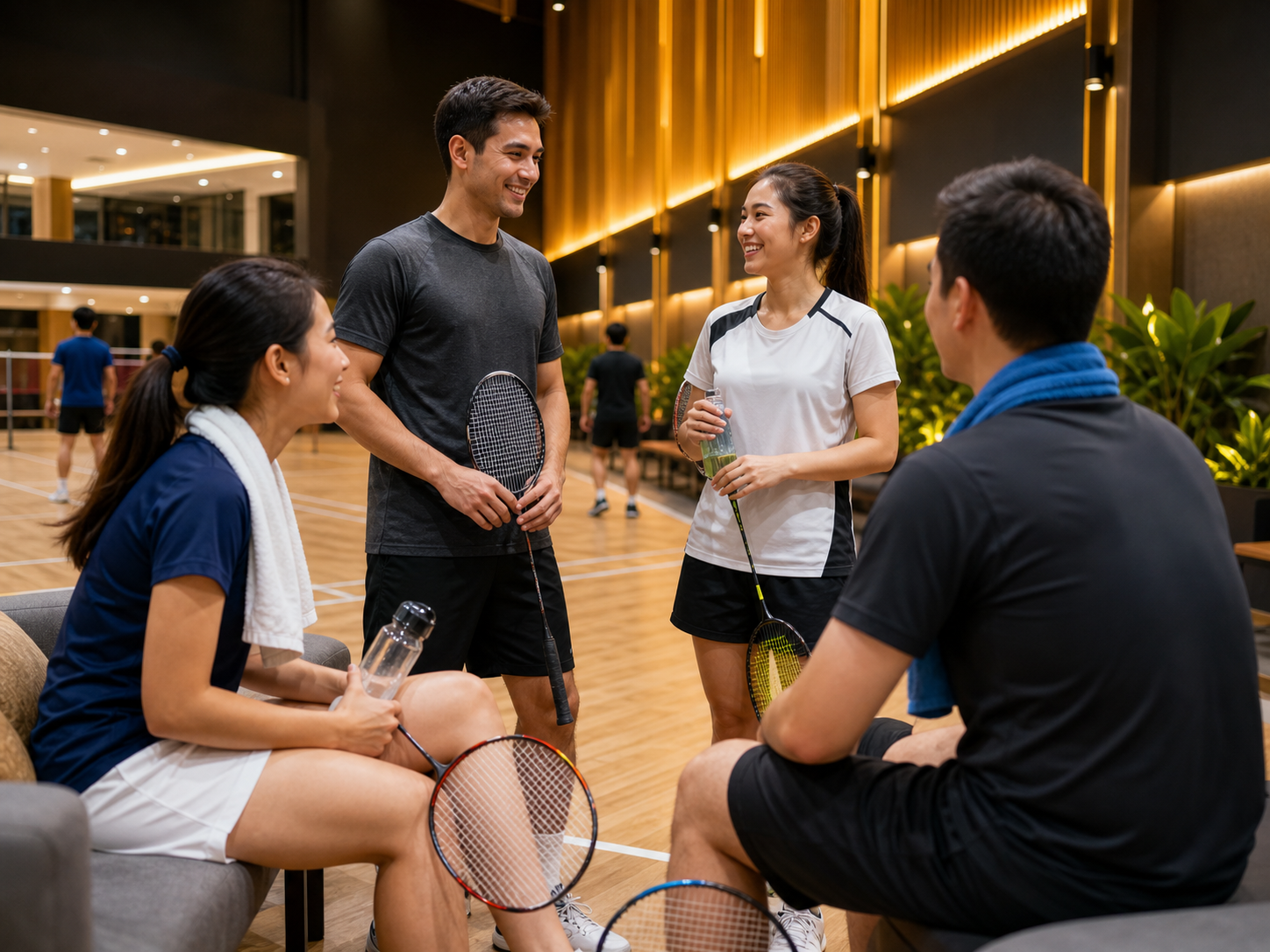 Players enjoying social badminton at Gold Badminton Centre